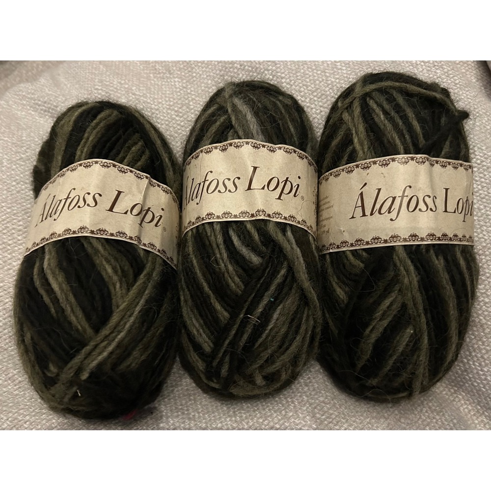 Istex Alafoss Lopi Icelandic Wool Yarn 3 Skeins Bulky Green Mix 9980 Lot 9962